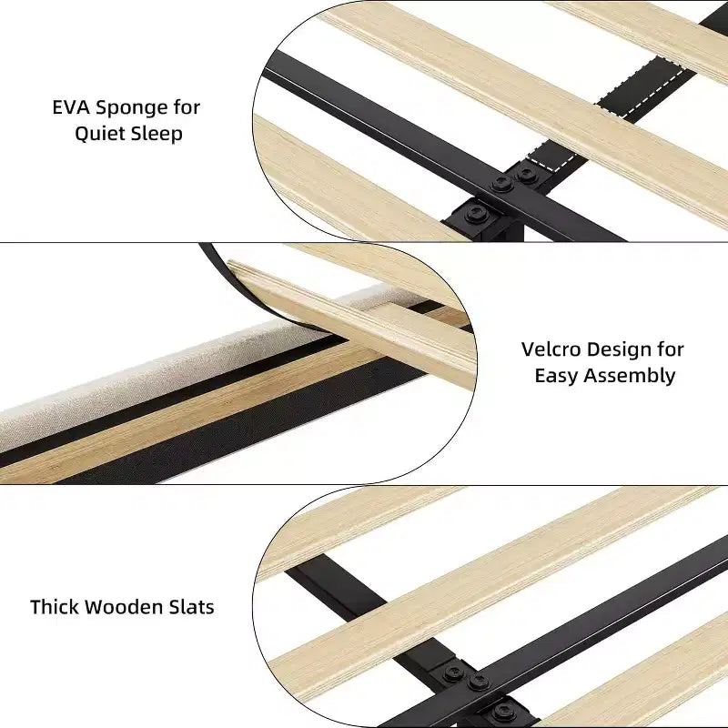Letto a piattaforma imbottito grigio/beige con testiera contenitore, cassetti e stazione di ricarica, Queen