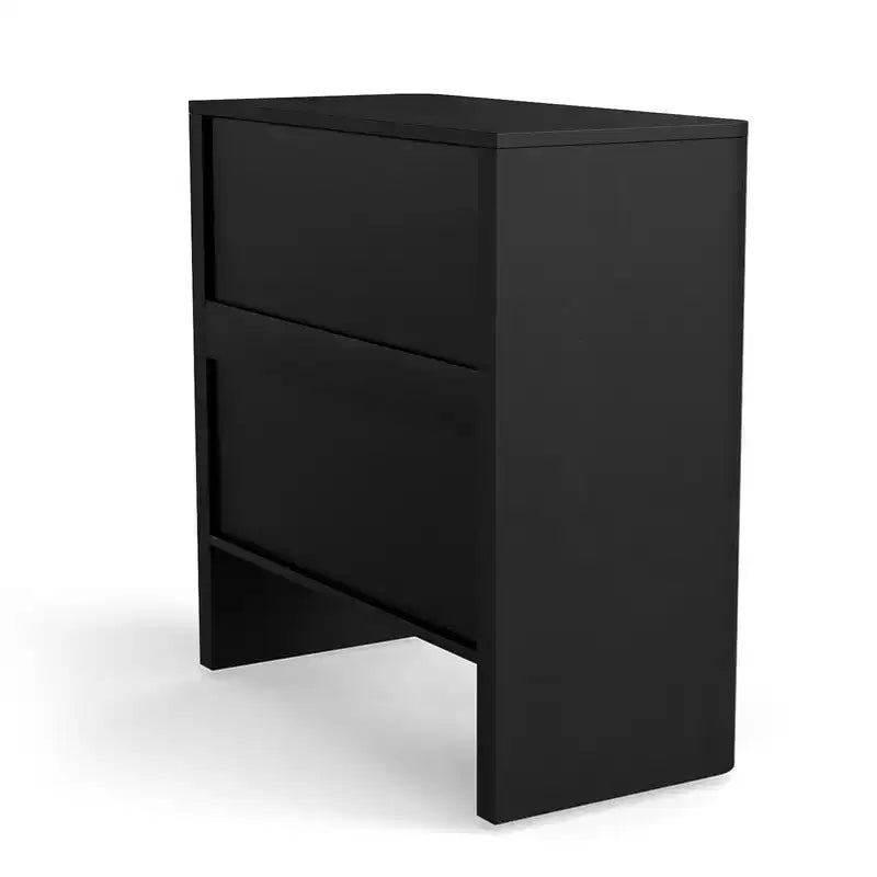 Comodino/Toeletta Nera Ondulata a 3 Cassetti