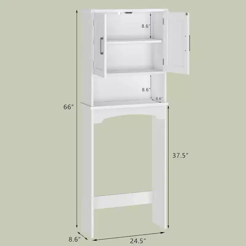Mobiletto portaoggetti da bagno sopra il WC bianco, autoportante a doppia anta, montaggio da 1 persona