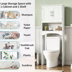 Mobiletto portaoggetti da bagno sopra il WC bianco, autoportante a doppia anta, montaggio da 1 persona