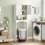 Mobiletto portaoggetti da bagno sopra il WC bianco, autoportante a doppia anta, montaggio da 1 persona