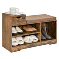 Costway 2-tier Shoe Bench Storage Shoe Rack Organizer Cabinet with Cushion for Entryway