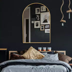 Specchio da parete ad arco nero/oro – singolo, 91,44 x 60,96 cm, cornice in alluminio