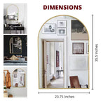 Specchio da parete ad arco nero/oro – singolo, 91,44 x 60,96 cm, cornice in alluminio