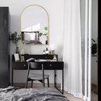 Specchio da parete ad arco nero/oro – singolo, 91,44 x 60,96 cm, cornice in alluminio