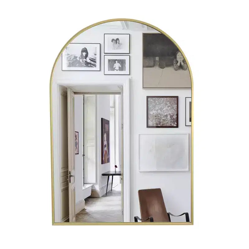 Specchio da parete ad arco nero/oro – singolo, 91,44 x 60,96 cm, cornice in alluminio