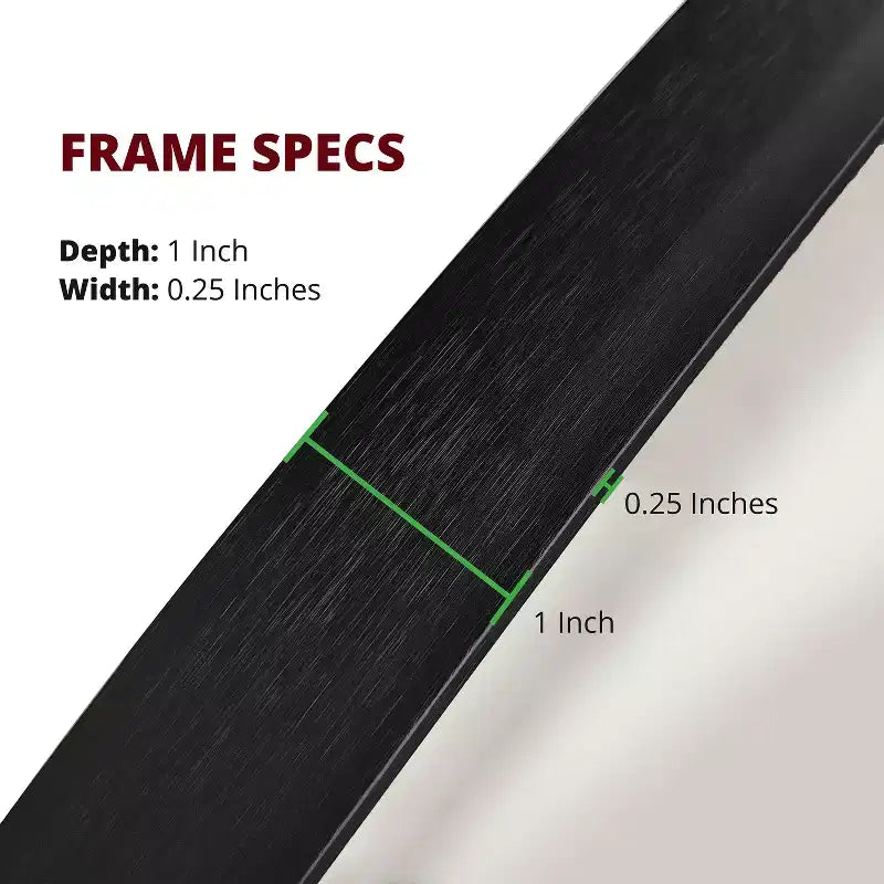 Specchio da parete ad arco nero/oro – singolo, 91,44 x 60,96 cm, cornice in alluminio
