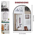 Specchio da parete ad arco nero/oro – singolo, 91,44 x 60,96 cm, cornice in alluminio