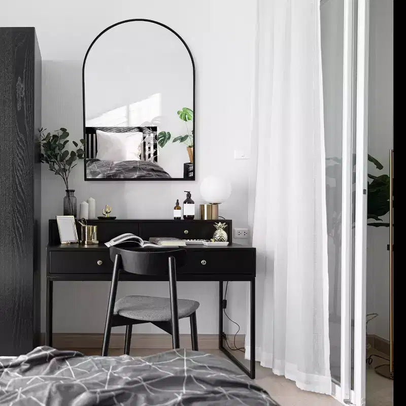Specchio da parete ad arco nero/oro – singolo, 91,44 x 60,96 cm, cornice in alluminio
