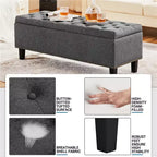 Panca Pouf Contenitore Rettangolare Grigio Scuro, Posto Singolo