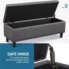 Panca Pouf Contenitore Rettangolare Grigio Scuro, Posto Singolo