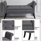 Panca contenitore Tufted a 2 posti in tessuto nero / grigio scuro / grigio chiaro con braccioli arrotolati