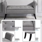 Panca contenitore Tufted a 2 posti in tessuto nero / grigio scuro / grigio chiaro con braccioli arrotolati