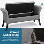 Panca contenitore Tufted a 2 posti in tessuto nero / grigio scuro / grigio chiaro con braccioli arrotolati