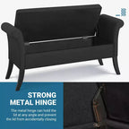 Panca contenitore Tufted a 2 posti in tessuto nero / grigio scuro / grigio chiaro con braccioli arrotolati