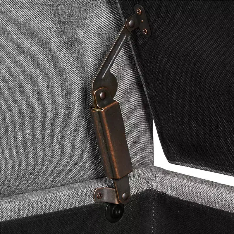 Panca contenitore Tufted a 2 posti in tessuto nero / grigio scuro / grigio chiaro con braccioli arrotolati