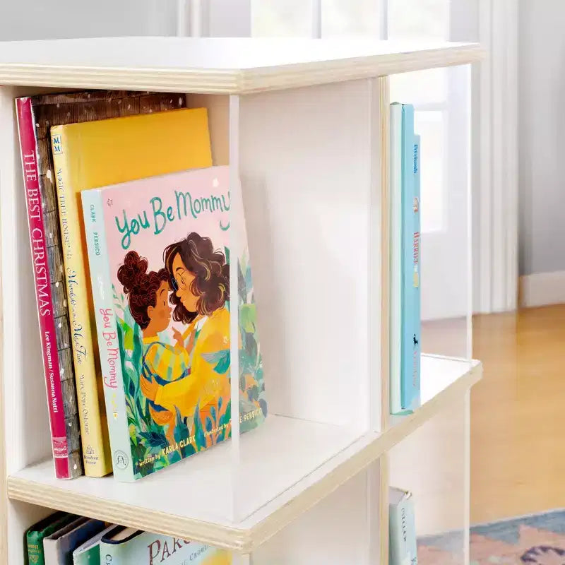 Libreria girevole a 3 ripiani per bambini, naturale/bianca – Espositore girevole a 12 scomparti