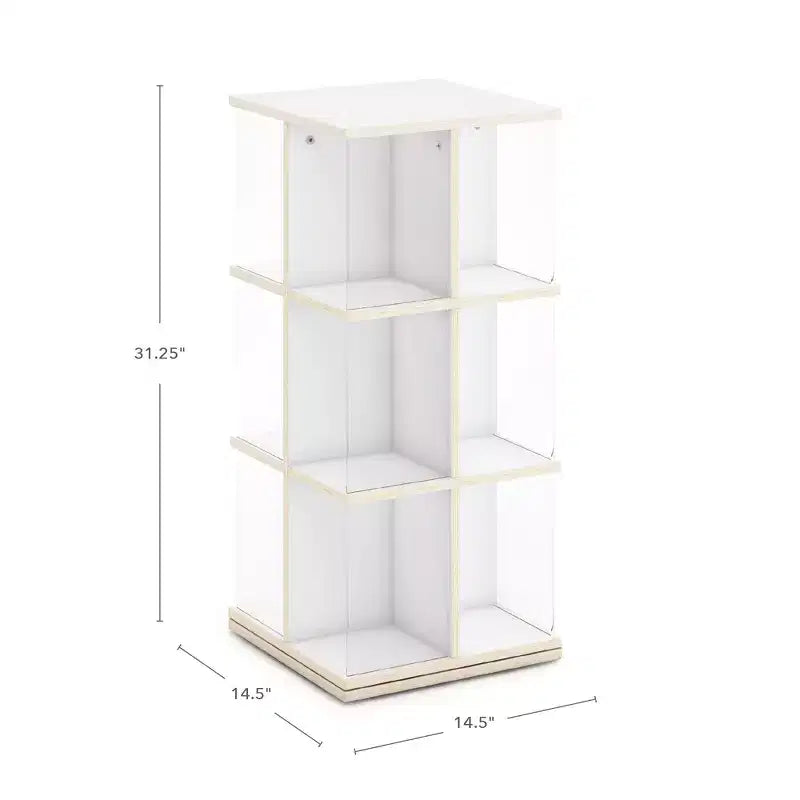 Libreria girevole a 3 ripiani per bambini, naturale/bianca – Espositore girevole a 12 scomparti