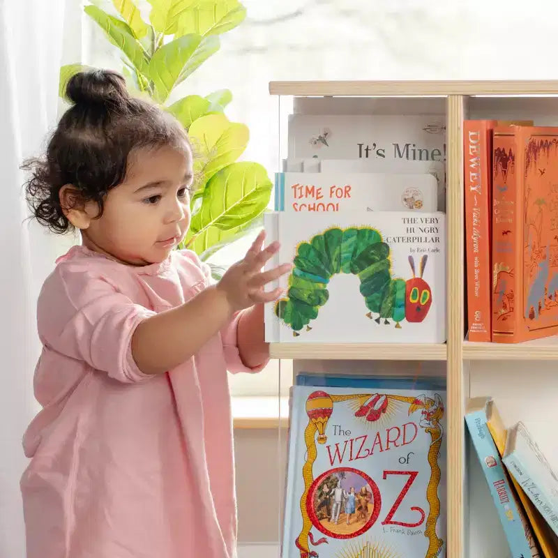 Libreria girevole a 3 ripiani per bambini, naturale/bianca – Espositore girevole a 12 scomparti