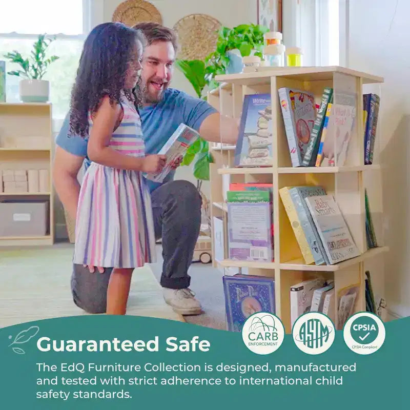 Libreria girevole a 3 ripiani per bambini, naturale/bianca – Espositore girevole a 12 scomparti