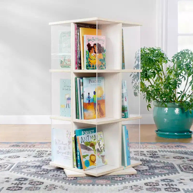 Libreria girevole a 3 ripiani per bambini, naturale/bianca – Espositore girevole a 12 scomparti