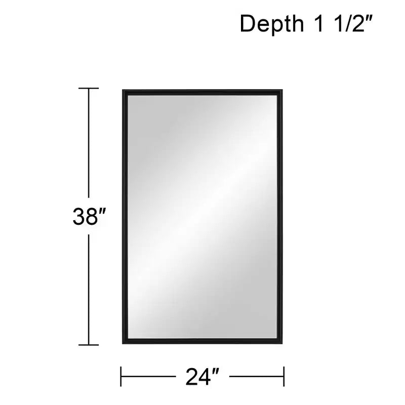 Specchio da parete rettangolare nero opaco, 24" x 38", singolo