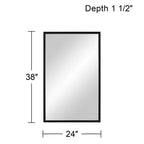 Specchio da parete rettangolare nero opaco, 24" x 38", singolo