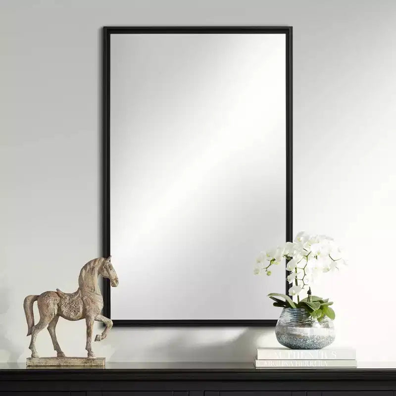 Specchio da parete rettangolare nero opaco, 24" x 38", singolo