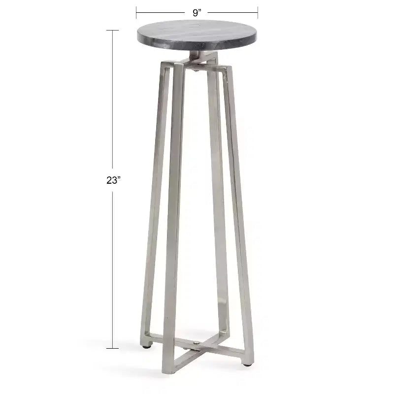 Tavolino Piedistallo in Metallo e Marmo – Oro / Grigio-Argento / Peltro / Argento / Bianco-Oro / Bianco-Peltro