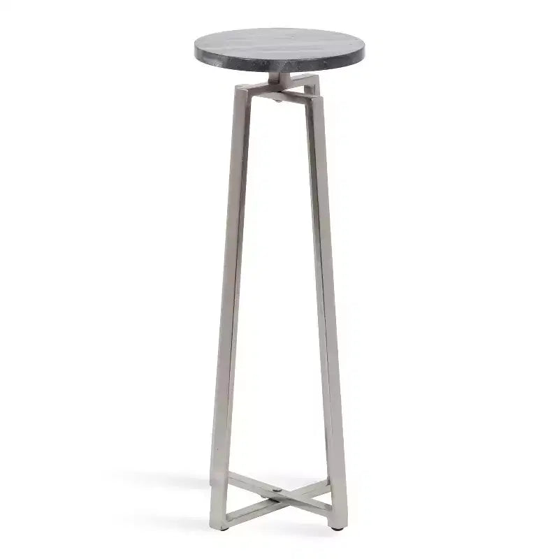 Tavolino Piedistallo in Metallo e Marmo – Oro / Grigio-Argento / Peltro / Argento / Bianco-Oro / Bianco-Peltro
