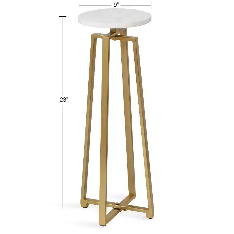 Tavolino Piedistallo in Metallo e Marmo – Oro / Grigio-Argento / Peltro / Argento / Bianco-Oro / Bianco-Peltro