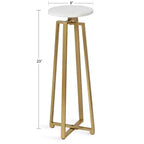 Tavolino Piedistallo in Metallo e Marmo – Oro / Grigio-Argento / Peltro / Argento / Bianco-Oro / Bianco-Peltro
