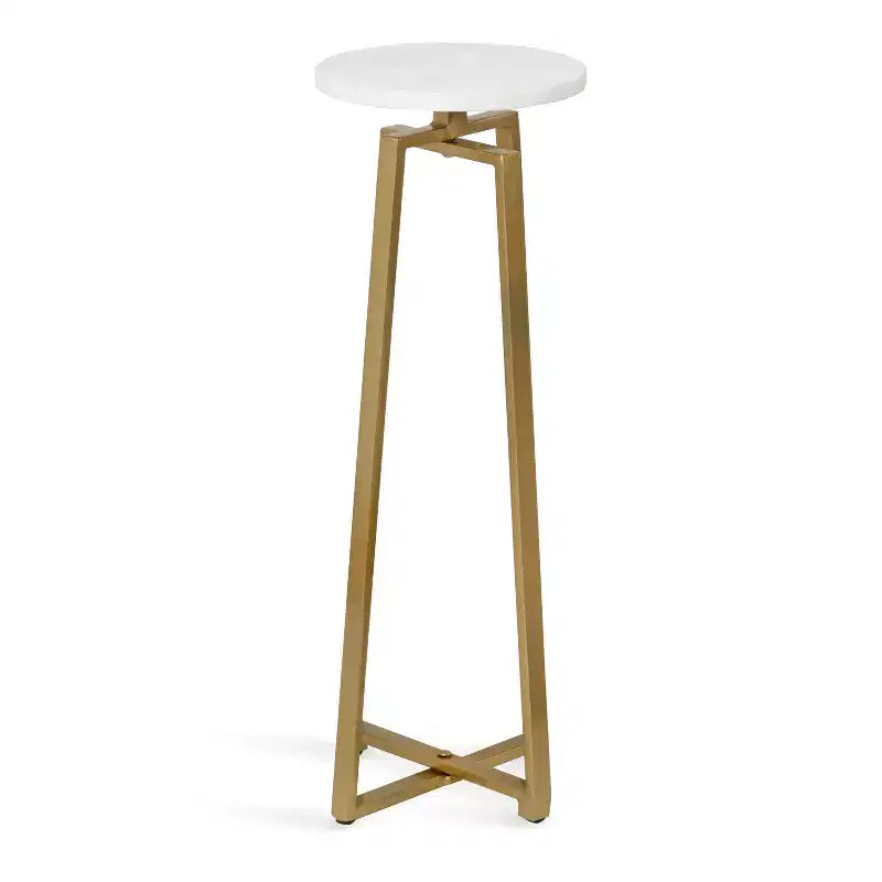 Tavolino Piedistallo in Metallo e Marmo – Oro / Grigio-Argento / Peltro / Argento / Bianco-Oro / Bianco-Peltro