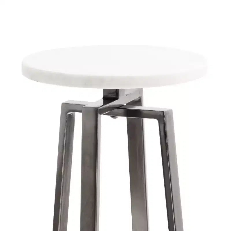 Tavolino Piedistallo in Metallo e Marmo – Oro / Grigio-Argento / Peltro / Argento / Bianco-Oro / Bianco-Peltro