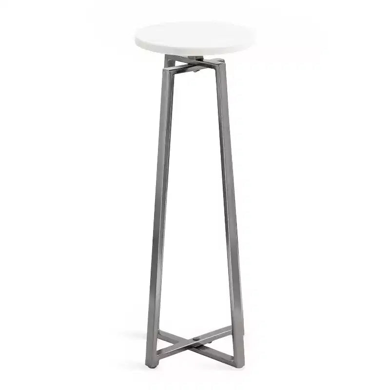 Tavolino Piedistallo in Metallo e Marmo – Oro / Grigio-Argento / Peltro / Argento / Bianco-Oro / Bianco-Peltro