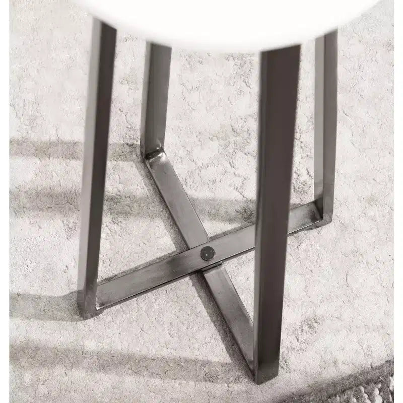 Tavolino Piedistallo in Metallo e Marmo – Oro / Grigio-Argento / Peltro / Argento / Bianco-Oro / Bianco-Peltro