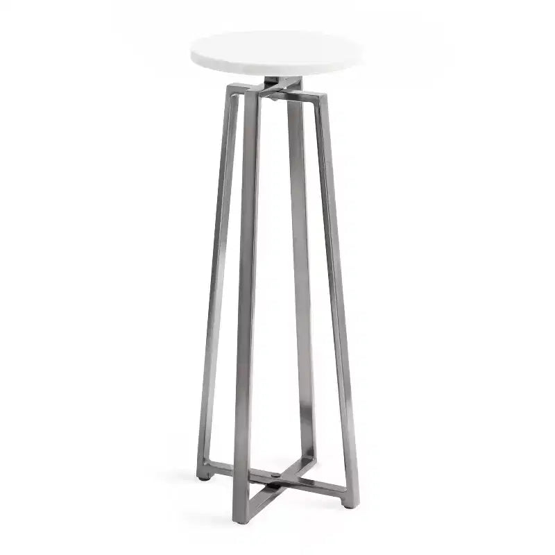 Tavolino Piedistallo in Metallo e Marmo – Oro / Grigio-Argento / Peltro / Argento / Bianco-Oro / Bianco-Peltro