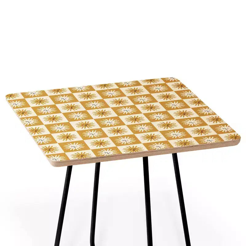 Tavolino Quadrato Nero/Oro a Scacchi Vintage, 1 Pezzo
