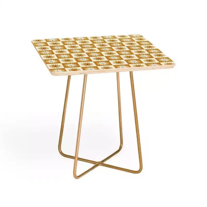Tavolino Quadrato Nero/Oro a Scacchi Vintage, 1 Pezzo